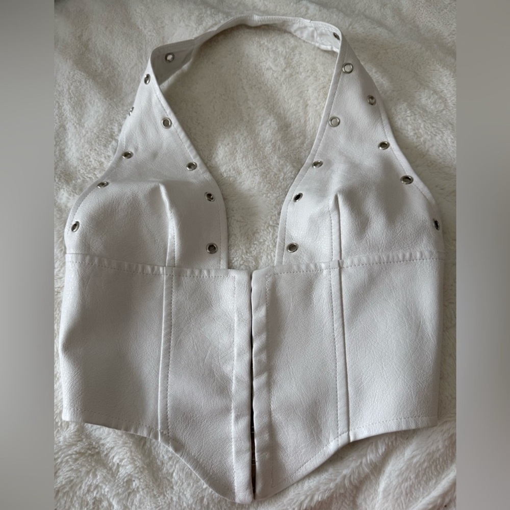 Princess Polly White Palladia Pu Jordy Halter Corset Top - Picture 5 of 7